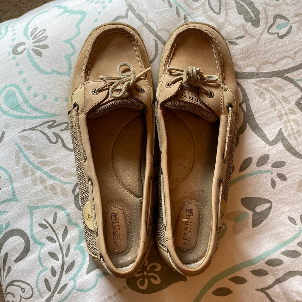 Sperry top siders, size 10. Tan boat shoes